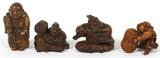 JAPANESE WOOD NETSUKES, 19TH C., FOUR, H 1"-1 3/4"