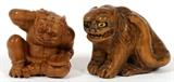 JAPANESE WOOD NETSUKES, 19TH C., TWO, H 1"