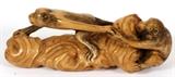 JAPANESE WOOD NETSUKE, 19TH C., L 2 1/4"