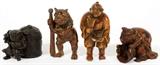 JAPANESE WOOD NETSUKES, 19TH C., FOUR, H 1 1/2"-2"