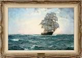 MONTAGUE DAWSON OIL ON CANVAS, H 20", L 30", "DAWN AND A WEST WIND"