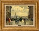 EDOUARD CORTES (FRENCH, 1882-1969) OIL ON CANVAS, H 13", W 18", "PLACE DE LA CONCORD"