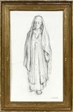 HENRY OSSAWA TANNER (AMERICAN, 1859-1937), CHARCOAL DRAWING, STUDY RETURN OF HOLY WOMEN, IMAGE: H 18", W 8 1/2"