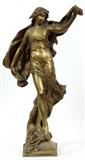 EUGENE MARIOTON, (FRANCE 1857 - 33) BRONZE C1901, H 23" NYMPE DANSANT