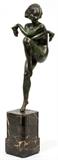 RAYMONDE GUERBE, ART DECO BRONZE & MARBLE FIGURE, C.1920, H 16 1/2"