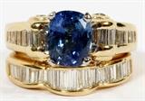 GIA 2.70CT NATURAL SAPPHIRE & 1.00CT DIAMOND RING & BAND, 2 PIECES, SIZE 7