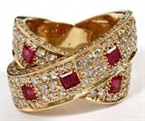 RUBY (1CT) AND DIAMOND (2.75 CT) GOLD RING