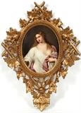 KPM GERMAN PAINTING ON PORCELAIN, 19TH C., H OVAL 8", W 6" "FLORA"