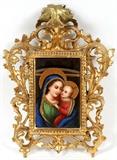 GERMAN PAINTING ON PORCELAIN MADONNA AND CHILD H 6" W 4"