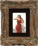 GERMAN PAINTING ON PORCELAIN 19TH.C. H 5" W 4" "ECHO"