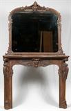 WALNUT MANTLE AND MIRROR, C. 1850