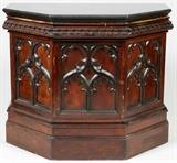 GOTHIC REVIVAL MAHOGANY HAND CARVED LECTERN C. 1880, H 44" W 53"
