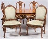 FRENCH STYLE SATINWOOD DINING ROOM SET, C 1920, 8 PIECES
