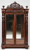 FRENCH EMPIRE STYLE MAHOGANY CHINA CABINET, H 92 1/2", W 53", D 22 1/4"