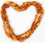 AMBER BEADED NECKLACE, L 80"