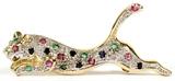 DIAMOND, SAPPHIRE & 14KT YELLOW GOLD WILD CAT FORM PENDANT/BROOCH, H 5/8", L 1 3/4"