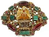 AUSTRO-HUNGARIAN ANTIQUE COSTUME BROOCH, W 2 1/4"