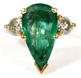 4.24CT EMERALD, DIAMOND & 14KT GOLD RING, SIZE 6 1/2