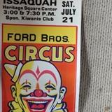 1984 poster for the Ford Bros. Circus -- Issaquah WA, Sponsored by Kiwanis Club, Saturday July 21st