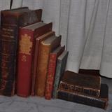 Beautiful old books, some leather, gold detail.
