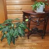House plants, demi-lune table.