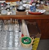 Lots of floral vases, marble chess set complete, Corning Ware, scale, etc.