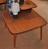 Mid century two-tiered table, emergency lights.