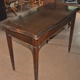 Vintage hinged game table w/extra leaves.