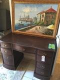 #27 wood secretary knee hole desk 44x21x30 $75
