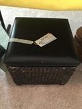 #49 black wicker padded stool $20
