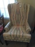 #22 cream, green, peach wing back chair $75