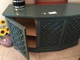 #6 blue painted sideboard 3 doors 53x20x32 $120 — at Ashmont Circle.