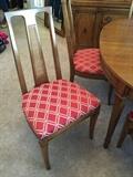 #37 Drexel solid wood table w/6 chairs 3 leaves 40x56-92x28 $275 — at Ashmont Circle.