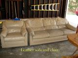 Leather sofa and chair