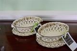 Pair of Spode Creamware Baskets & Trays, c. 1790-1810