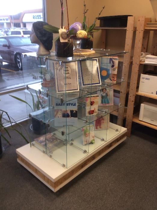 Glass cube display with base $ 220