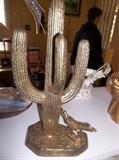Brass cactus with road runner