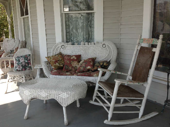 Wicker furniture.  All around the porch.