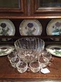 Punch bowl/cups; decorative plates
