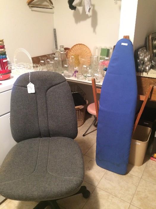 Off ice chair; wooden ironing board