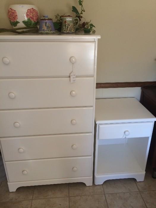 Five drawer chest with matching night stand