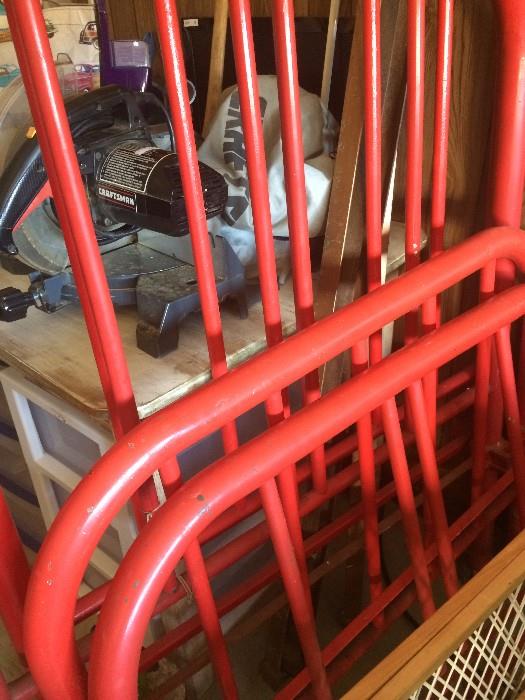 Red iron twin headboards & footboards
