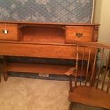 Full bed maple headboard, footboard, rocker
