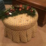 Yellow, blue, and white ottoman