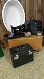 Portable Antique Singer Sewing Machine, Canning Items...