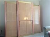Sleek pink and almond wall unit