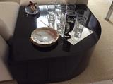 Curved laminate table, accessories 