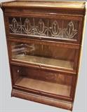 C/1910 Stacking Oak Barrister bookcase w/leaded glass top section, 3 section + top and bottom 