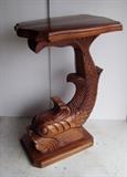 C/1960's Mahogany hand carved Fish form side table, 26" high 