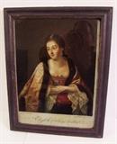 1757 English Mezzotint/Reverse on glass of  "Elizabeth (Drax) Countess of Berkley" After Sir Joshua Reynolds 